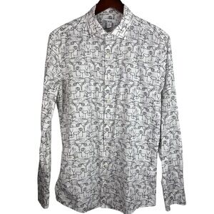 Bar III | White Black Cocktail Novelty Print Slim Fit Button Shirt